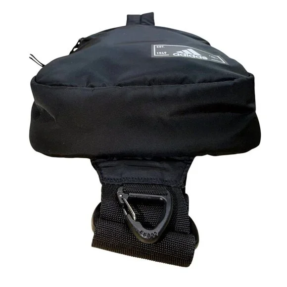 Adidas Unisex Black Nylon Multiple Zippered Adjustable Strap Sling Backpack - Picture 5 of 16